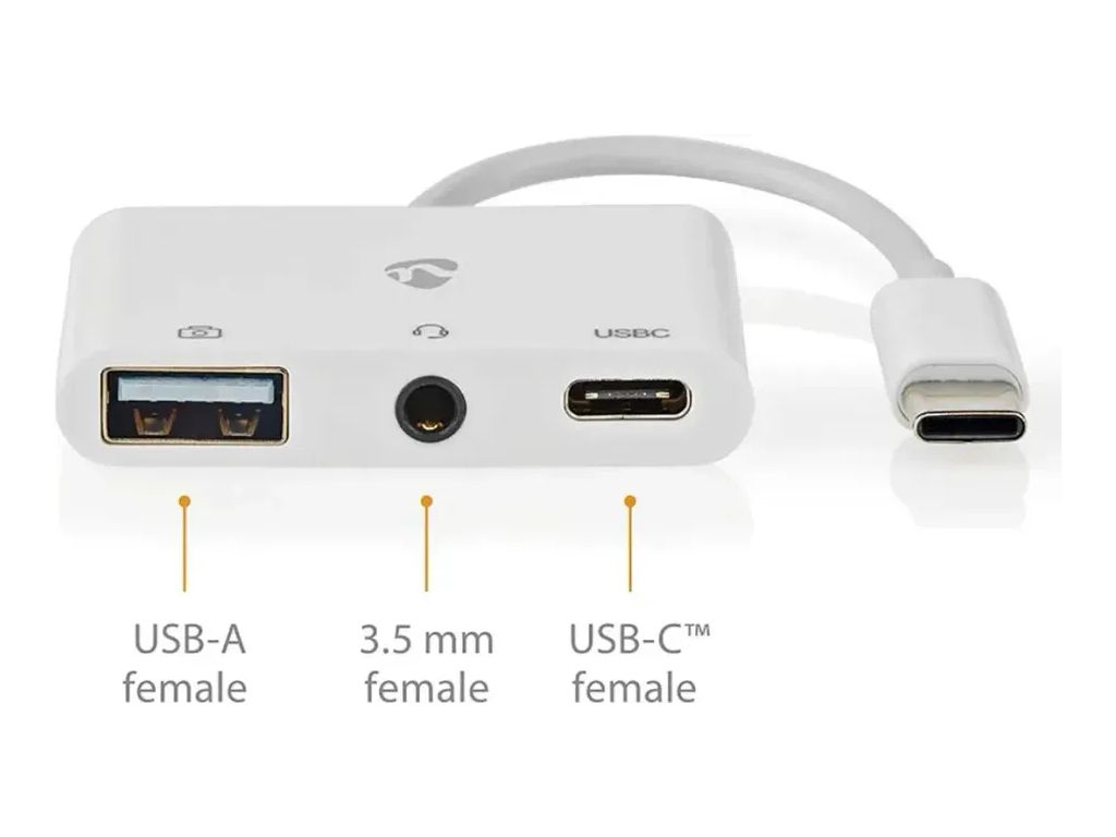 Nedis USB-C - USB-A F, Minijack F, USB-C F Adapter