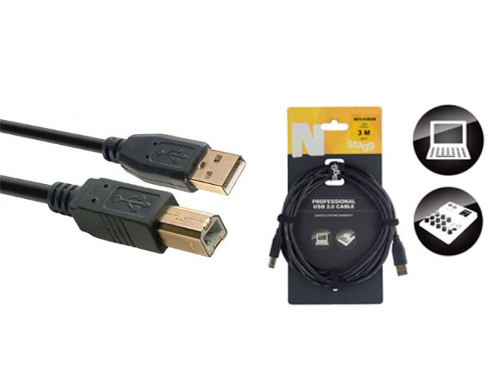 Stagg NCC3UAUB vergulde USB kabel 3 meter