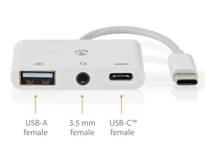 Nedis USB-C - USB-A F, Minijack F, USB-C F adapter Main