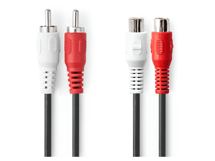 Nedis Stereo-Audiokabel | 2x RCA Male - 2x RCA Female | 2,0 m | Zwart