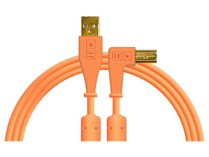 Chroma Cables USB-A to USB-B 1.5m Neon Orange Angled