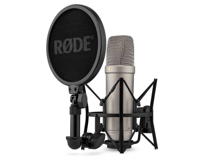 Rode NT1 5th Gen Silver main angle with shockmount