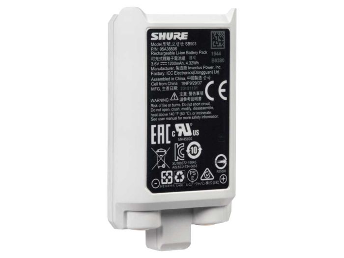 Shure SLX-D Oplaadbare Litium Ion Accu Zijkant